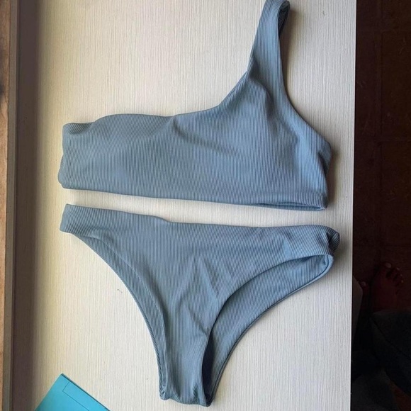 Blue One Shoulder Bikini Set - Picture 1 of 3
